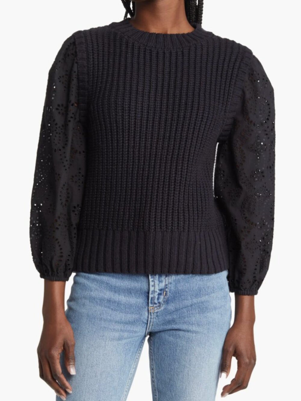 Rails Dhalia Eyelet Sleeve Sweater | Size M
